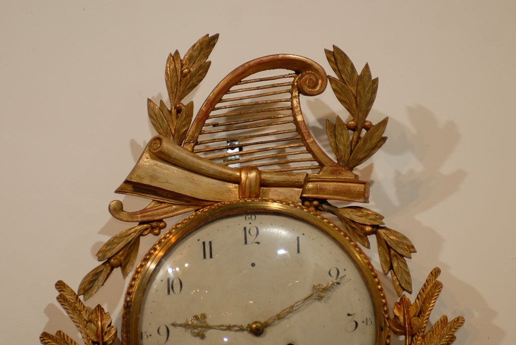 18th Century and Earlier 18th Century Swedish Giltwood Cartel Clock