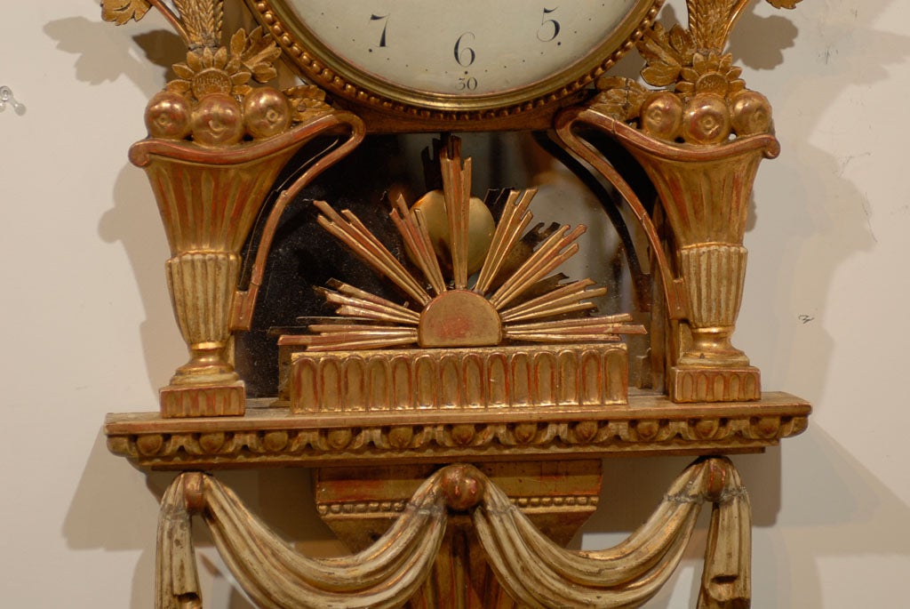 18th Century Swedish Giltwood Cartel Clock 2
