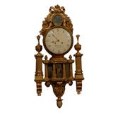 18th Century Giltwood Cartel Clock from Sweden