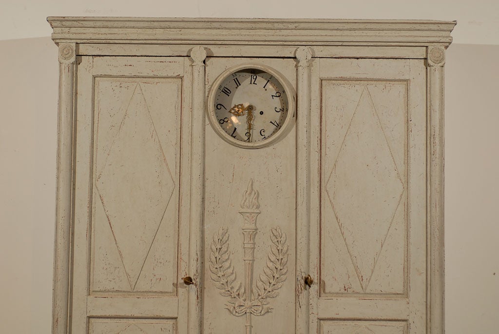20th Century  19th Century Painted Clock Cupboard from Sweden