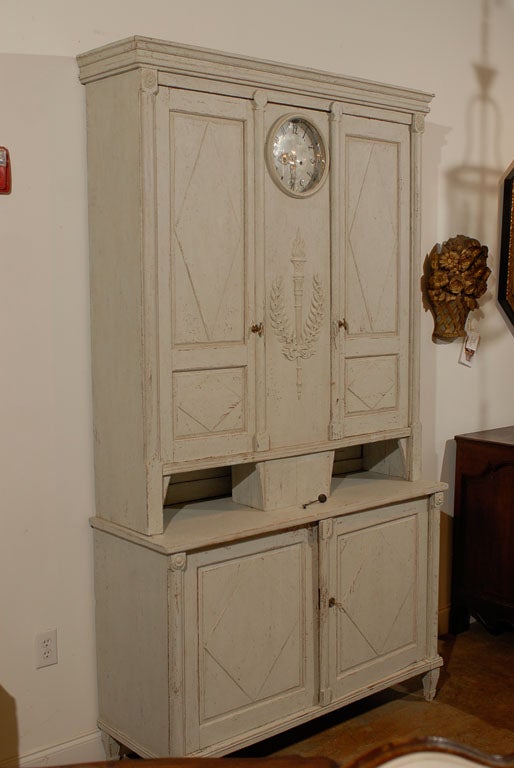  19th Century Painted Clock Cupboard from Sweden 5