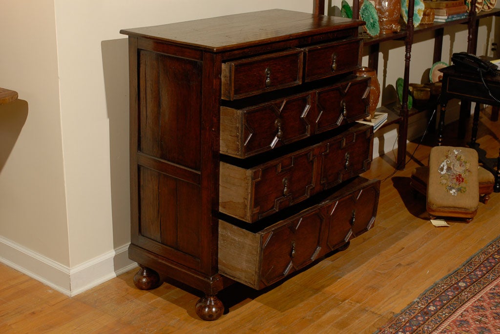 English Oak Jacobean Chest with bun feet 3