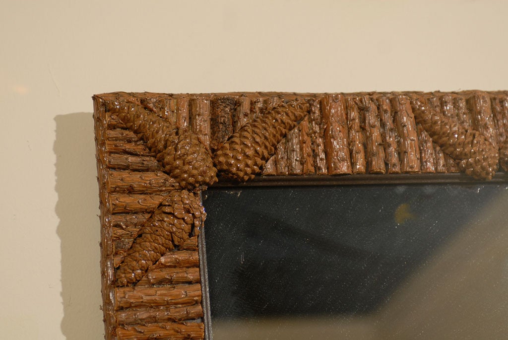 Pine Bark and Pine Cone Detailed Mirror 1