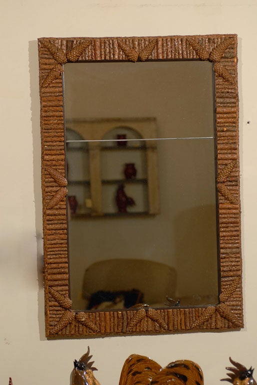 Pine Bark and Pine Cone Detailed Mirror 4