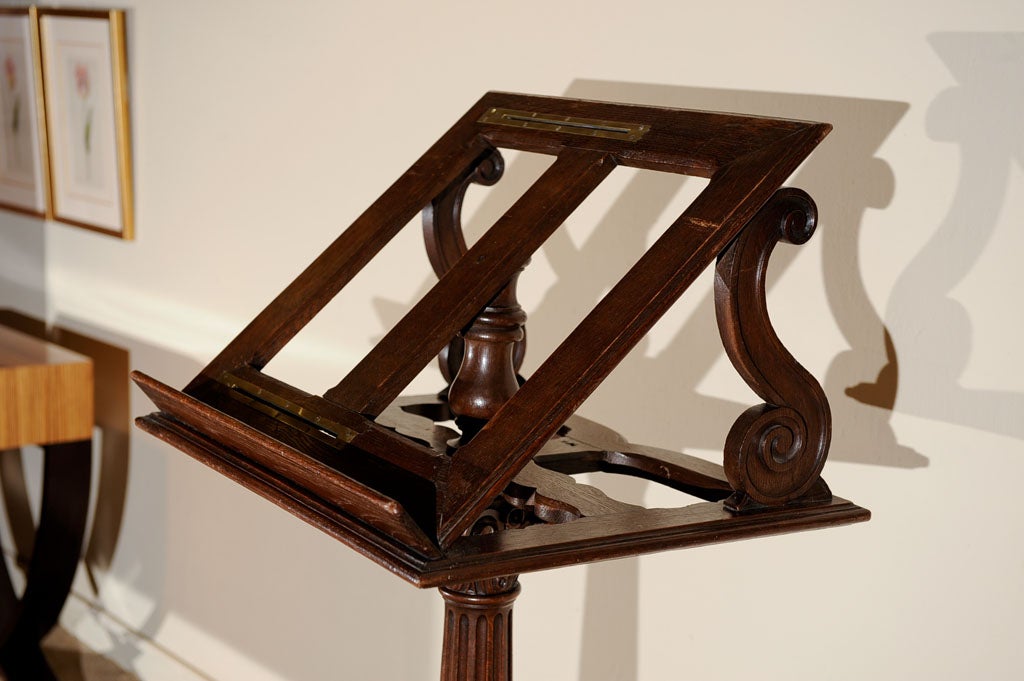 Highly carved Oak William IV Lectern. Top Swivels. Would also work to showcase hold a piece of art.<br />
<br />
View our complete collection @ www.hollisandknight.com