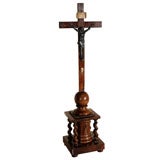 Unusual Italian Rosewood, Ivory & Silver Crucifix