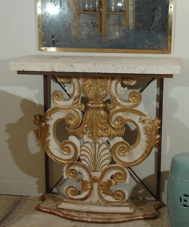 Pair of Italian Gold Gilt Plaques Repurposed for Consoles