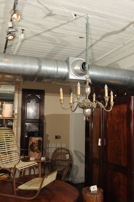 English Wonderful Polished Steel Six Arm Chandelier