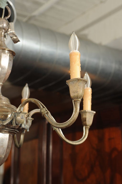 20th Century Wonderful Polished Steel Six Arm Chandelier