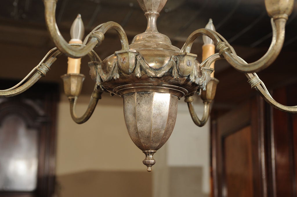 Wonderful Polished Steel Six Arm Chandelier 1