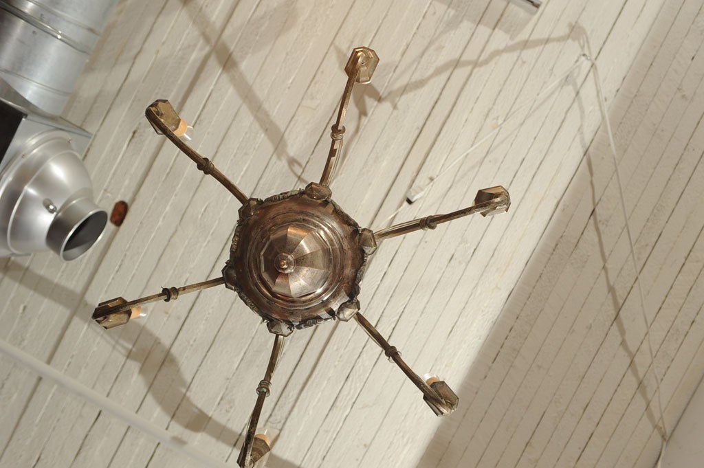 Wonderful Polished Steel Six Arm Chandelier 3