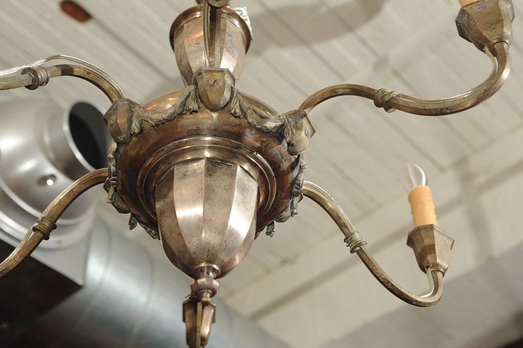 Wonderful Polished Steel Six Arm Chandelier 4