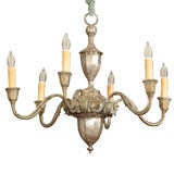 Wonderful Polished Steel Six Arm Chandelier