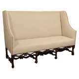  High Back Sofa with carved walnut base