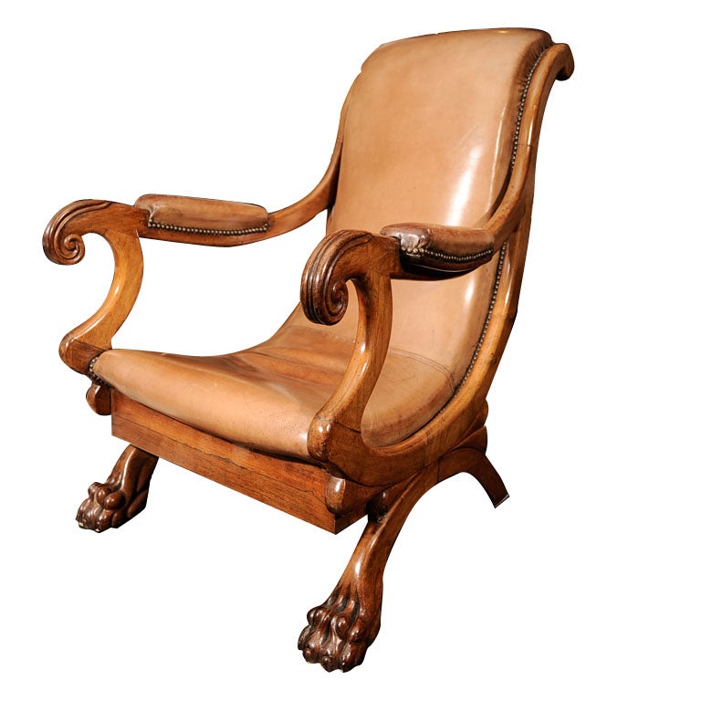 19th Century English Rosewood Library Reading Chair For Sale at 1stDibs