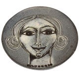 Glazed Ceramic Plate with Womans Head by Alfaraz