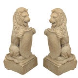 Palatial Pair of 19th Century terracotta lions