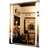 Modernist Mirror with Stylized Spiral Brass Frame