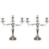 English Sheffield Three-Light Candelabras