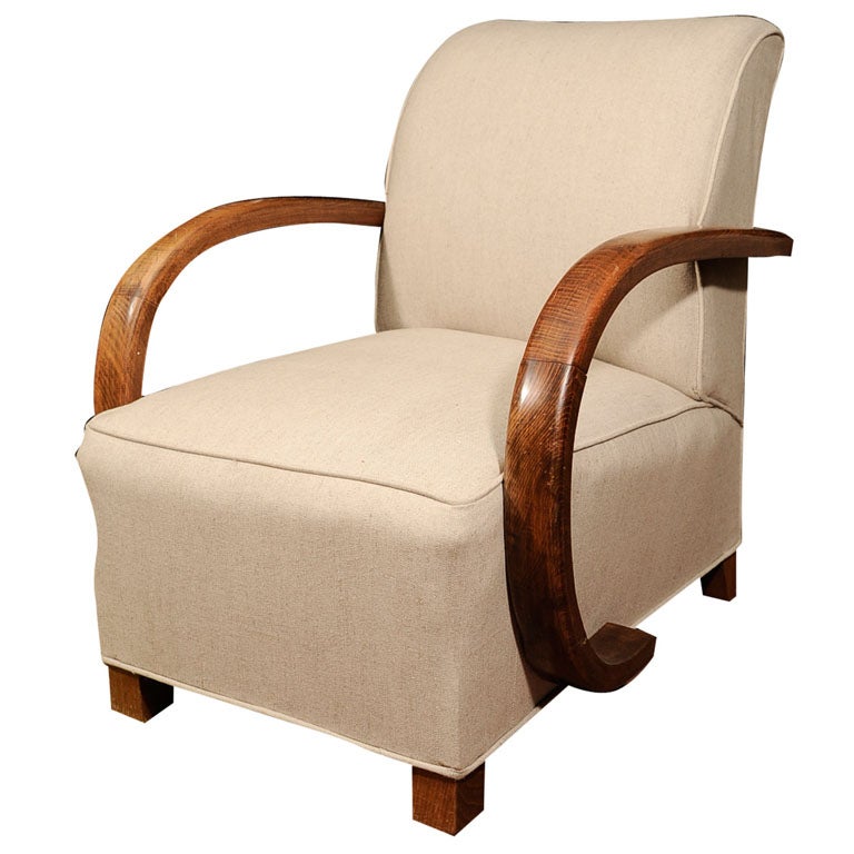 Pair of 1930's French Hoop Arm Deco Chairs