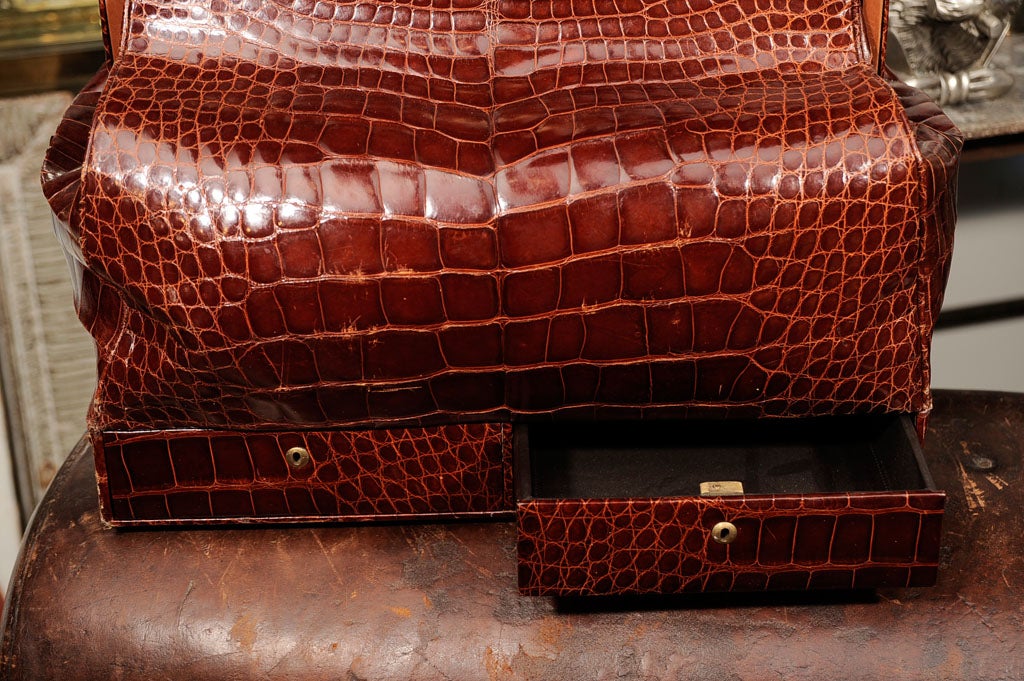Beautiful Crocodile Doctor's Bag In Excellent Condition In New York, NY