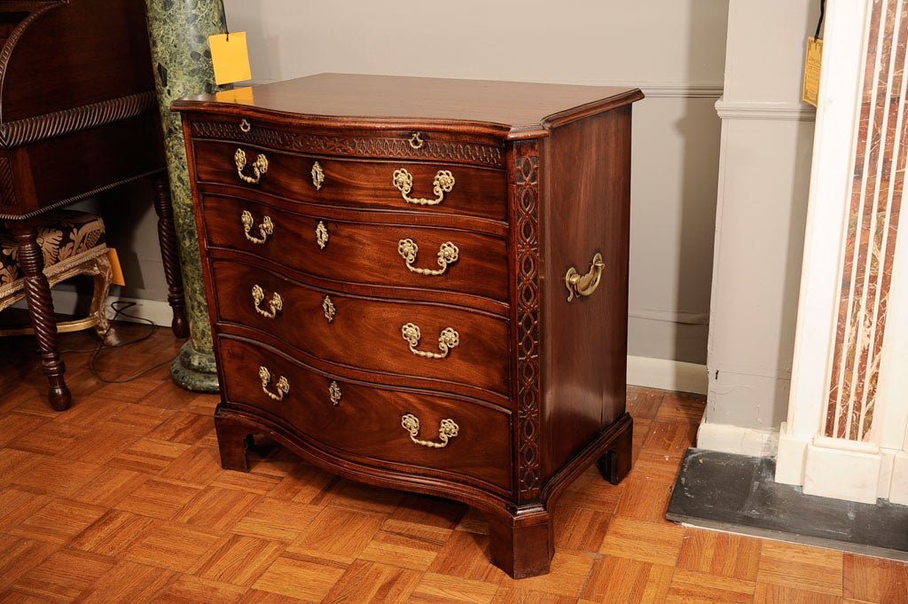 18th Century Mahogany Chippendale Dressing Chest. Canted Corners and Frieze Blind Fretted in a Chinese Manner