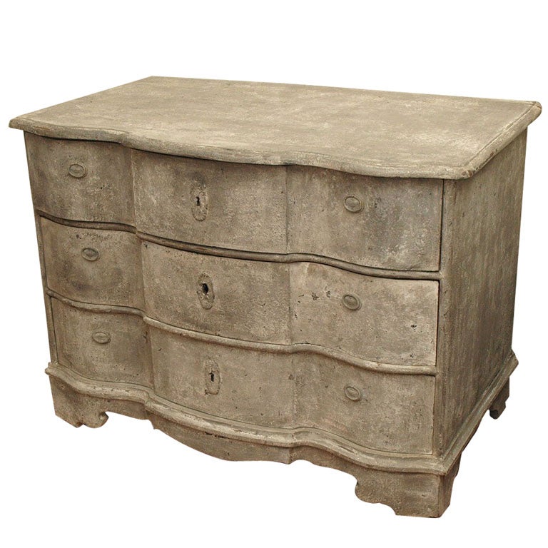 19th Century Painted Danish Serpentine Commode For Sale