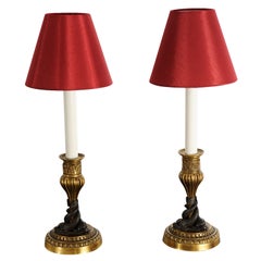 Pair of English Regency Candlestick Lamps