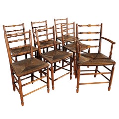 Set of 7 English Oak Chairs