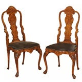 Pair of Hand Carved 18th Century Dutch Rococo Side Chairs