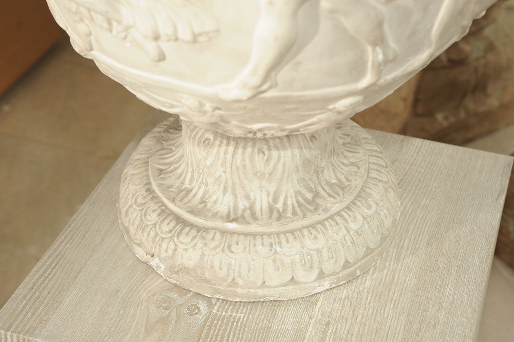 Late 19th Century Large Relief- Cast White Plaster Urn 1