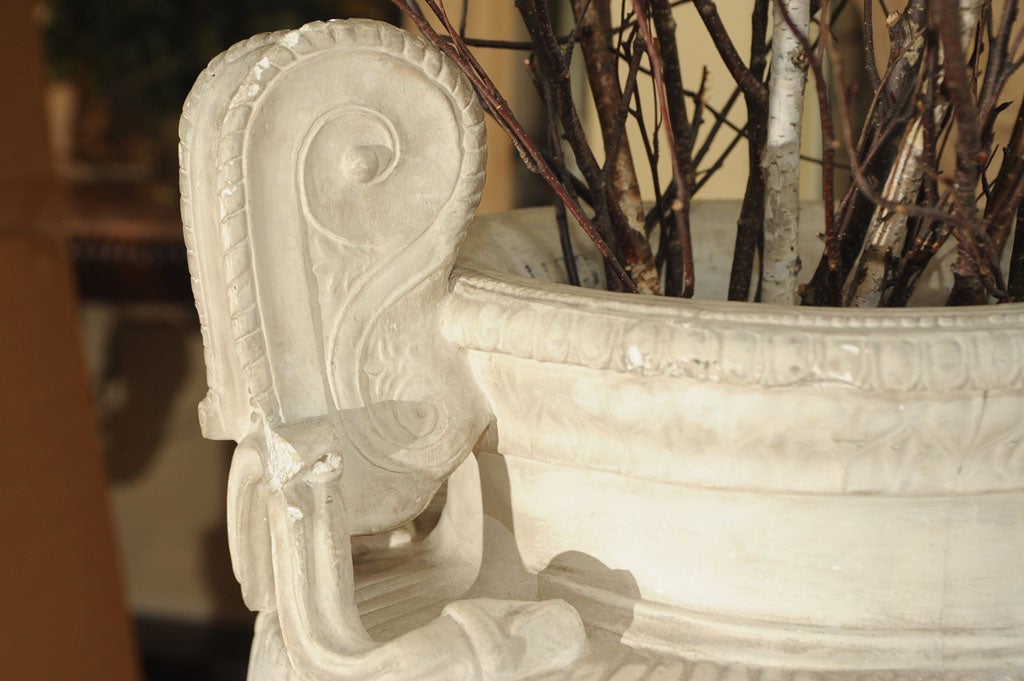 Late 19th Century Large Relief- Cast White Plaster Urn 2