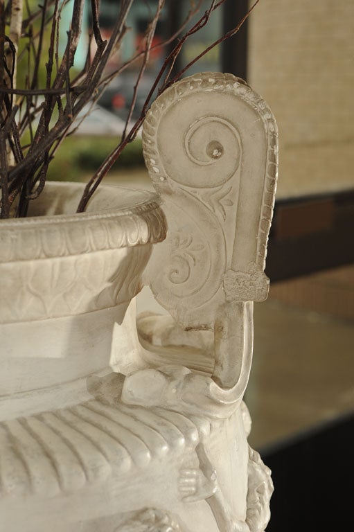 Late 19th Century Large Relief- Cast White Plaster Urn 5