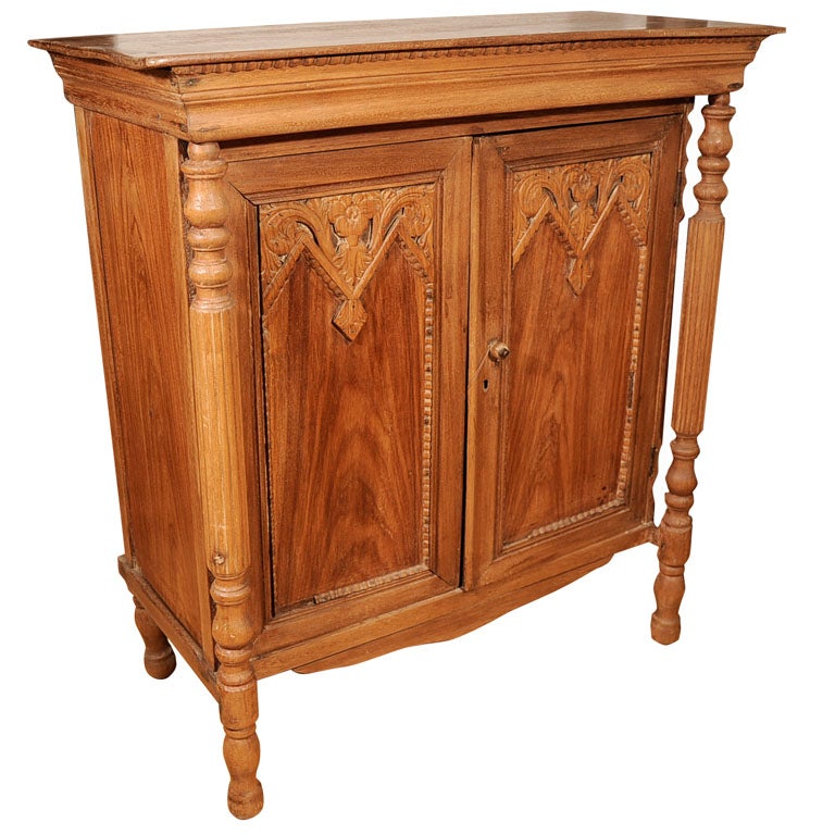 Teak Side with Carved Detailing For Sale at 1stDibs