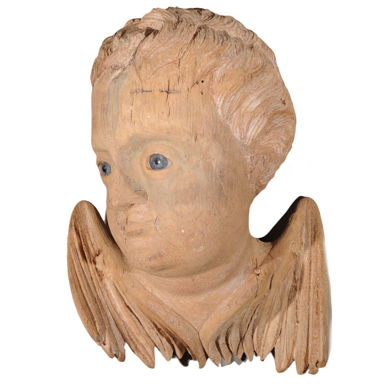 Carved Wooden Putti / Angel For Sale