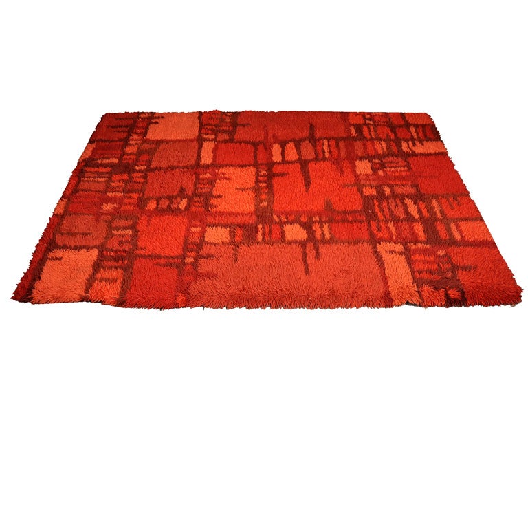Abstract Red Rya Rug For Sale