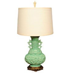 Chinese Deco Celedon Lamp