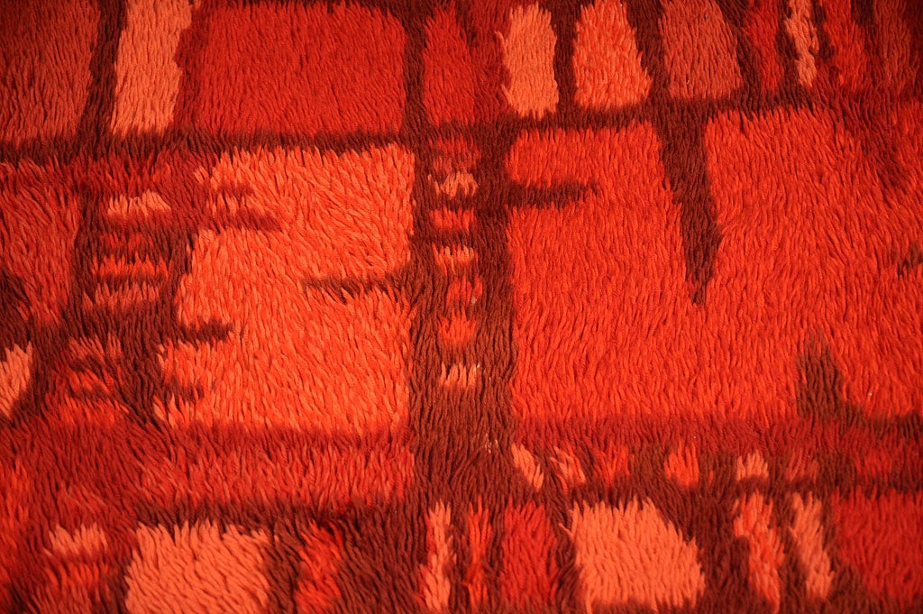 Abstract Red Rya Rug For Sale at 1stDibs
