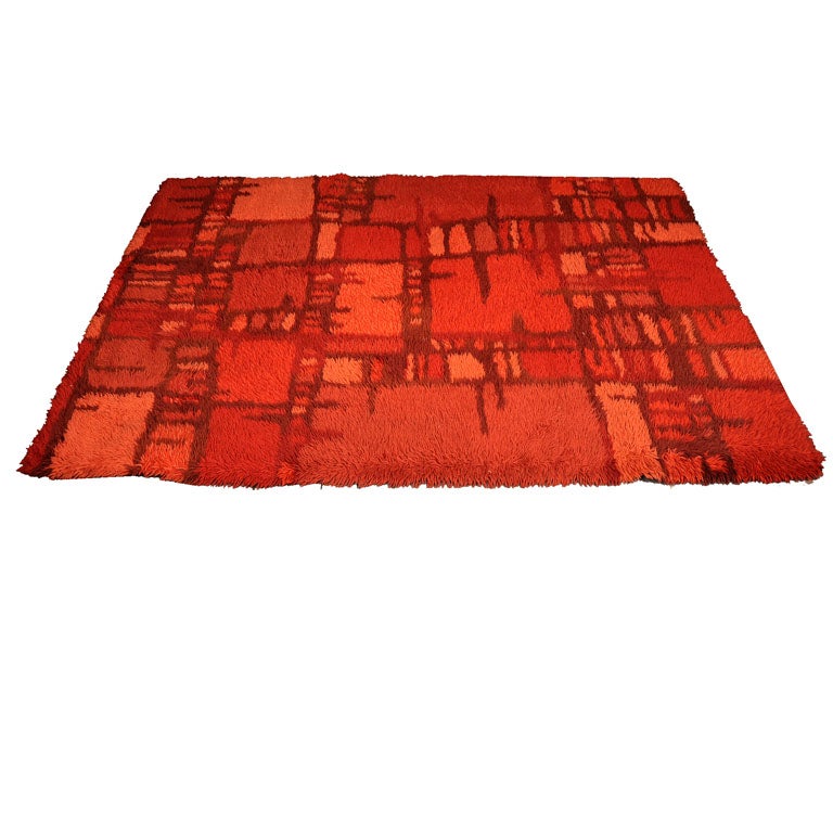 Abstract Red Rya Rug For Sale at 1stDibs