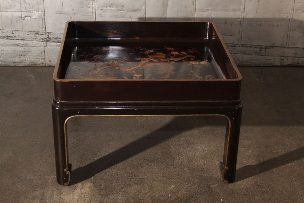 Chinoiserie Meiji Lacquered Tray on  Stand Coffee Table