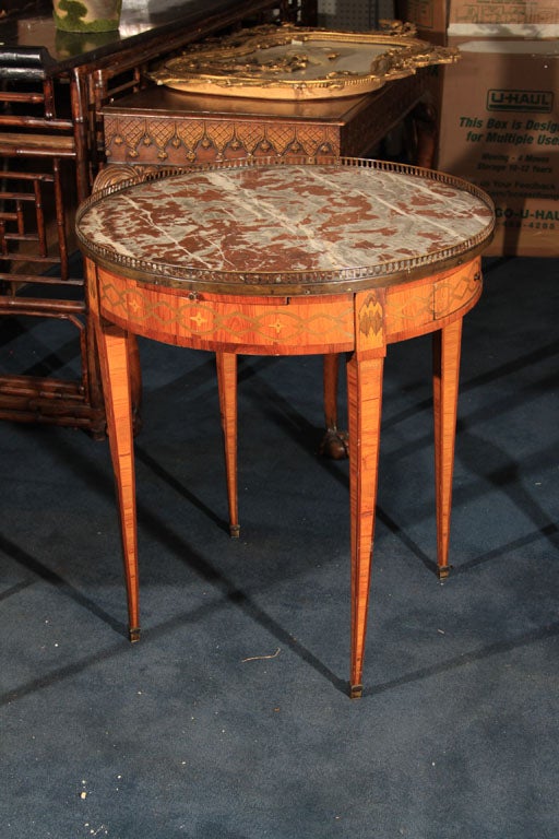 French marble top galliered bouillotte table