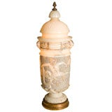 Alabaster Urn Lamp with Carved Neoclassical Detail