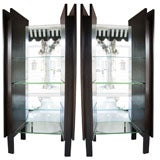 Pair of Asymmetrical Shelves with Mirror and Glass