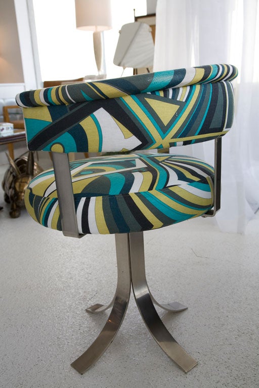 1970's French Modernist Chair Upholstered in Pucci Fabric. 4