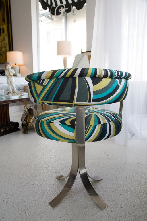 1970's French Modernist Chair Upholstered in Pucci Fabric. 5