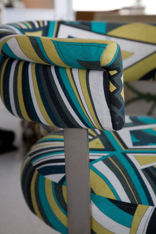 1970's French Modernist Chair Upholstered in Pucci Fabric. 6