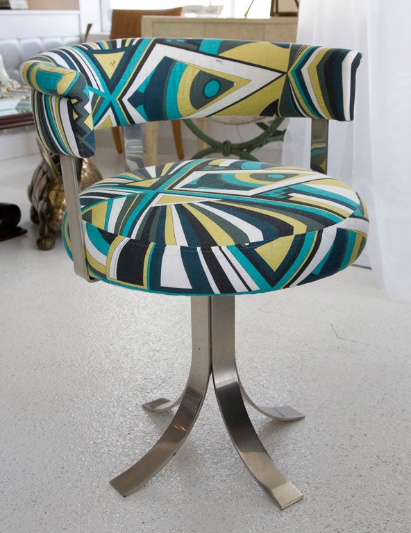 1970's French Modernist Chair Upholstered in Pucci Fabric. 7