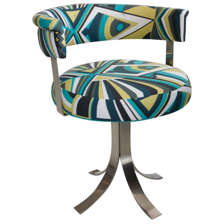 1970's French Modernist Chair Upholstered in Pucci Fabric.
