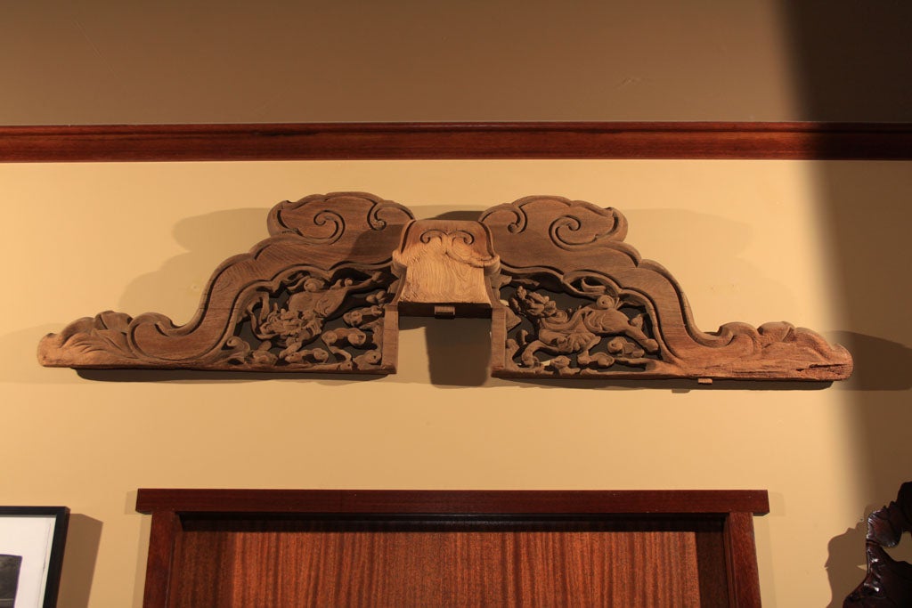 Japanese Carved Wood Architectural Gable
