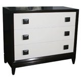 Dark Mahogany Chest with Ivory-Lacquered Drawers
